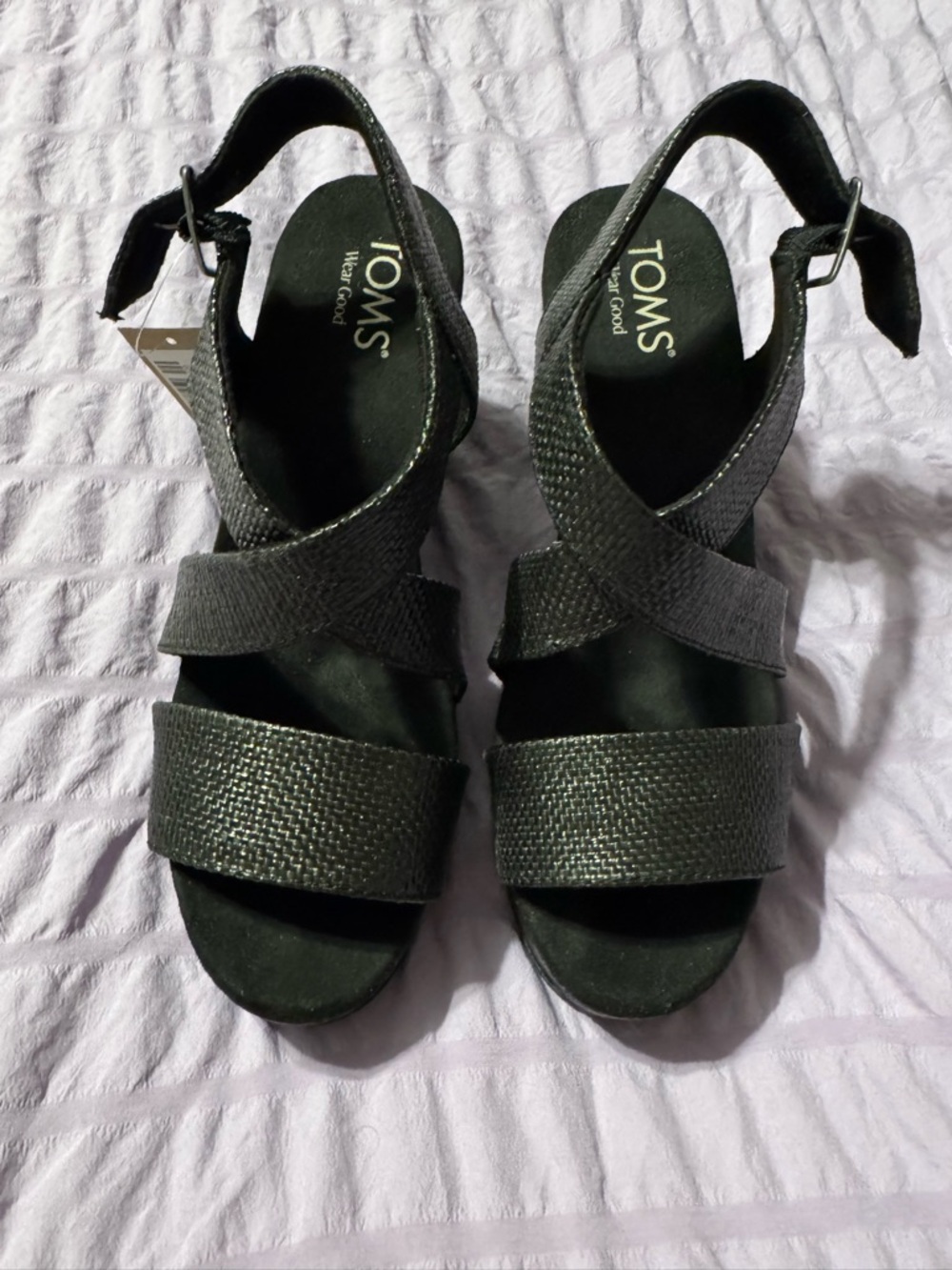 TOMS Black Alondra Wedge Sandal